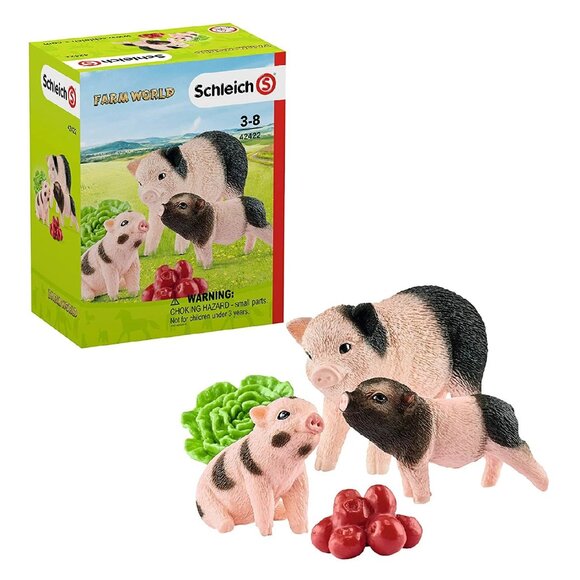 Schleich Pig Mother and Piglets w/Apples Lettuce Farm World Figurine Age 3+ - Picture 1 of 13
